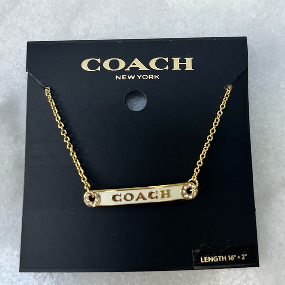 Coach Jewelry - COACH Enameled Necklace Gold Crystals NWT